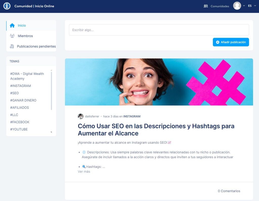 pagina inicio comunidad