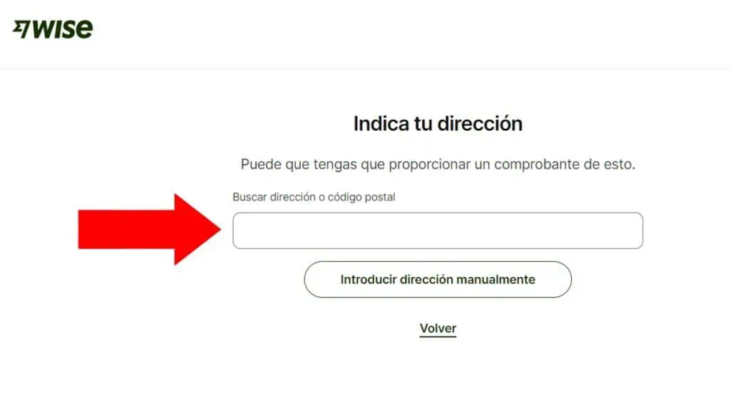 crear cuenta en wise introducir direccion