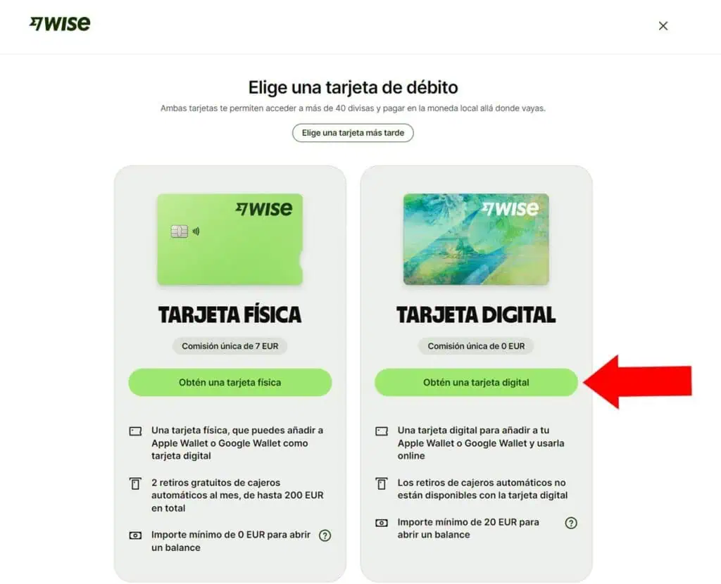 obtener tarjeta de debito digital wise