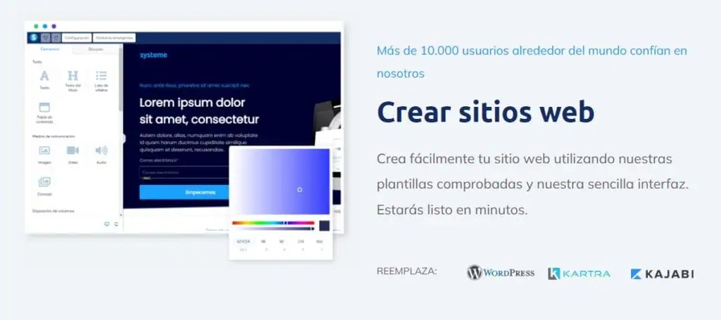 creacion de sitios web com systeme io