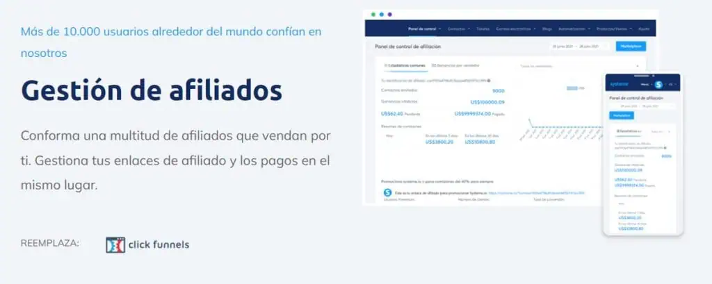 Programa de afiliados en systeme.io