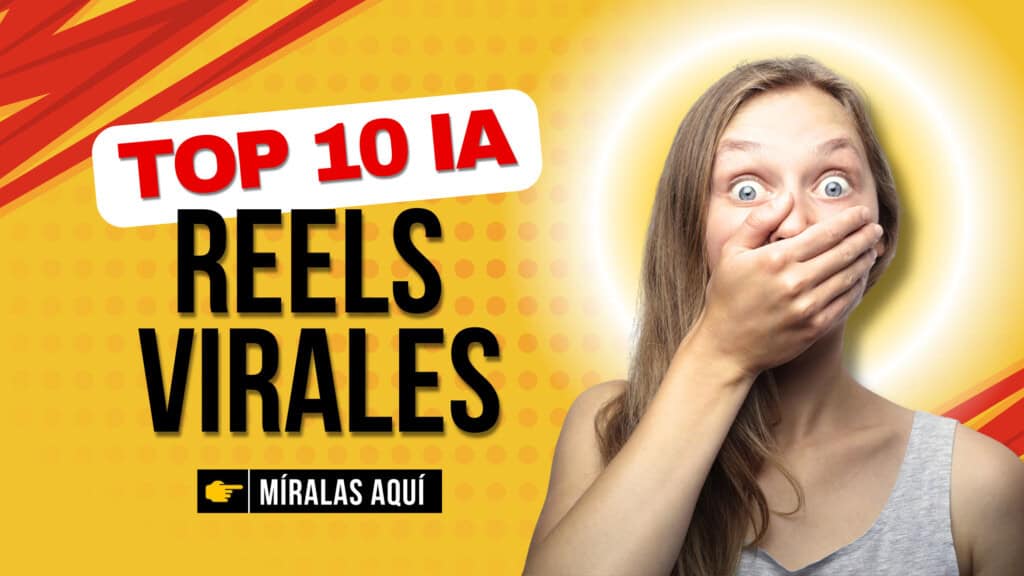 Imagen destacada con el texto 'Top 10 IA Reels Virales' sobre fondo amarillo brillante. Herramientas de IA para Instagram Reels en 2025.