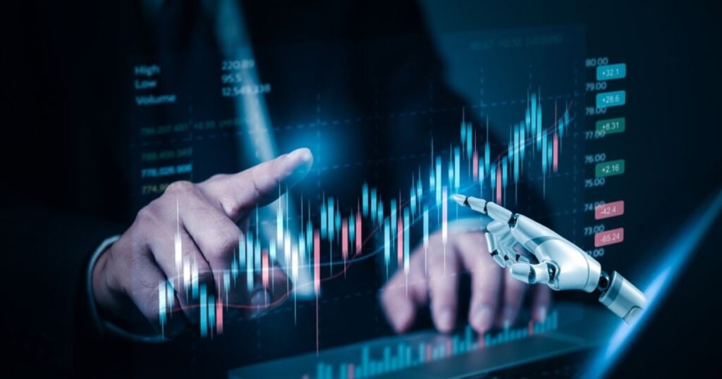 Concepto futurista del impacto de la inteligencia artificial en la evolución del marketing digital.